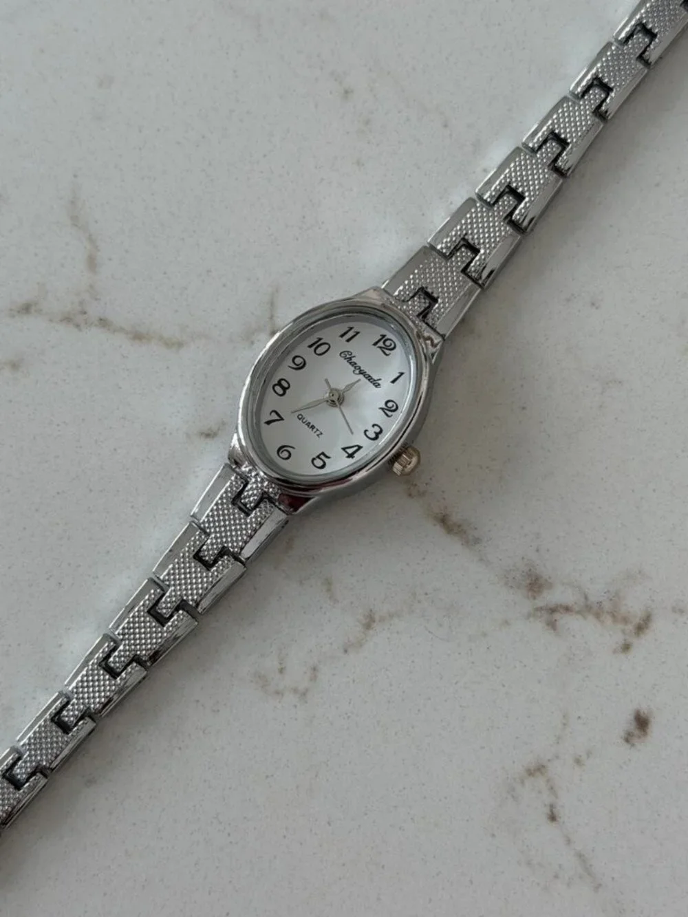 Sku0509 Retro Silver White dial Women Casual Oval Watch Bracelet‎ + gift box